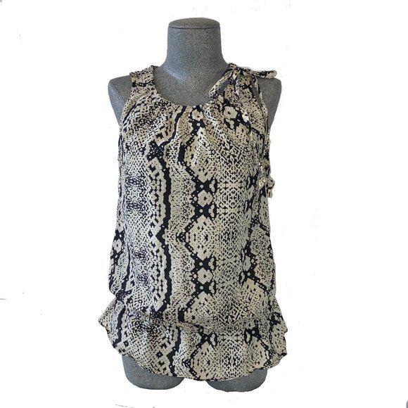 Ann Taylor Silk Blend Sleevless Blouse Snake Print - Picture 1 of 5